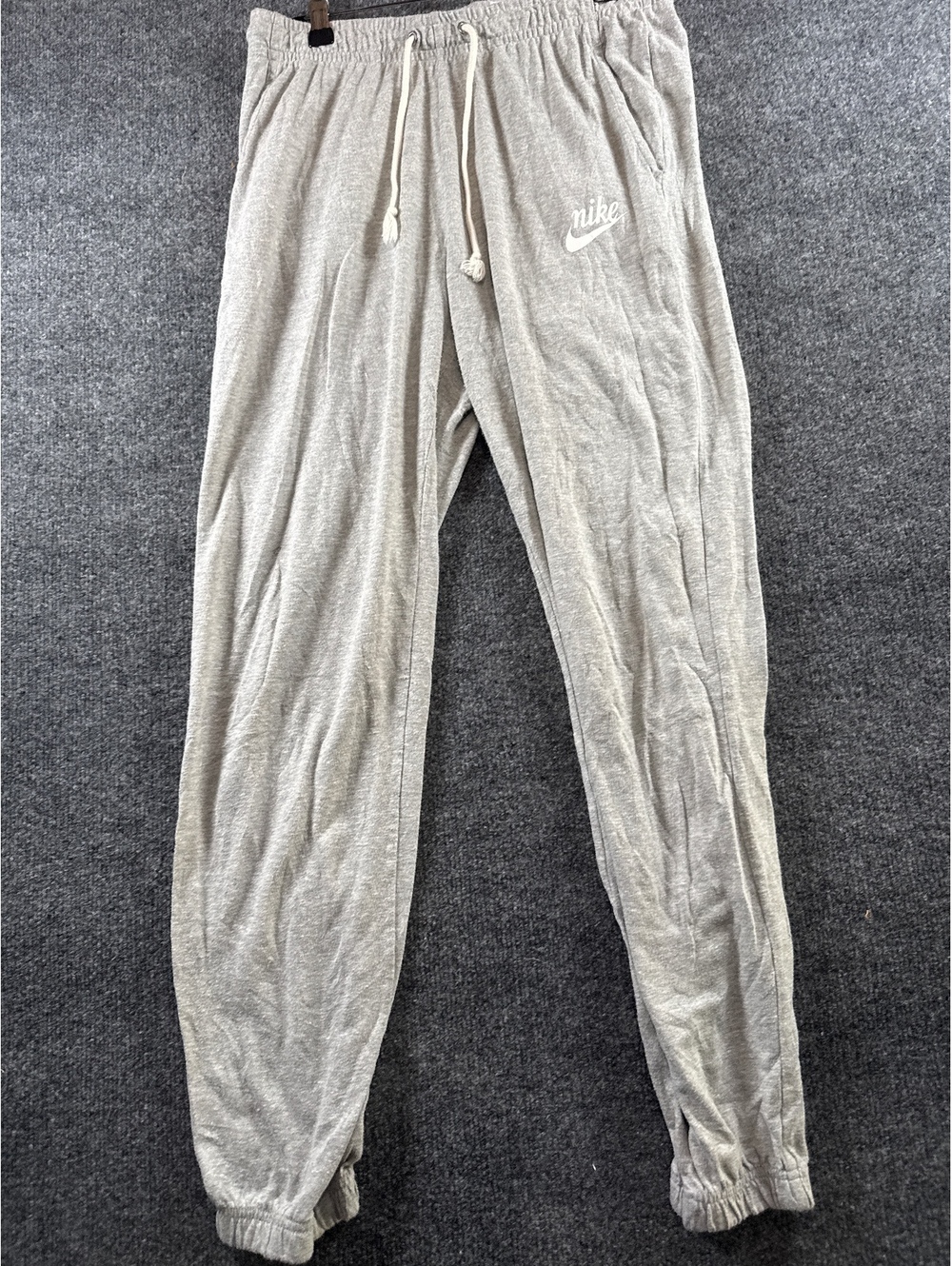 Nike Sportswear Jogger Sweatpants Mens M Gray Swoosh Drawstring Athletic